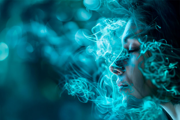 mujer y humo